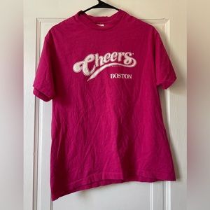 100% Cotton Cheers Boston Graphic Short Sleeve T-Shirt | Pink | Large